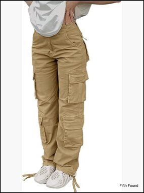 High Waisted Cargo Pants Women's Baggy Wide Leg Streetwear with Pockets